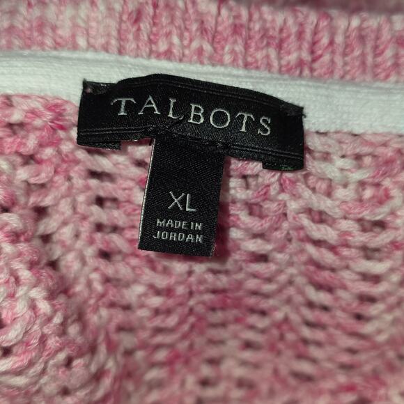 Talbots Size XL Open Stitch Sweater Space Dyed Long Sleeve Rib Knit Cotton Cozy - Picture 7 of 7